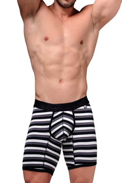 XTREMEN Black/Grey/White Stripe Microfiber Long-Boxer thumbnail 1
