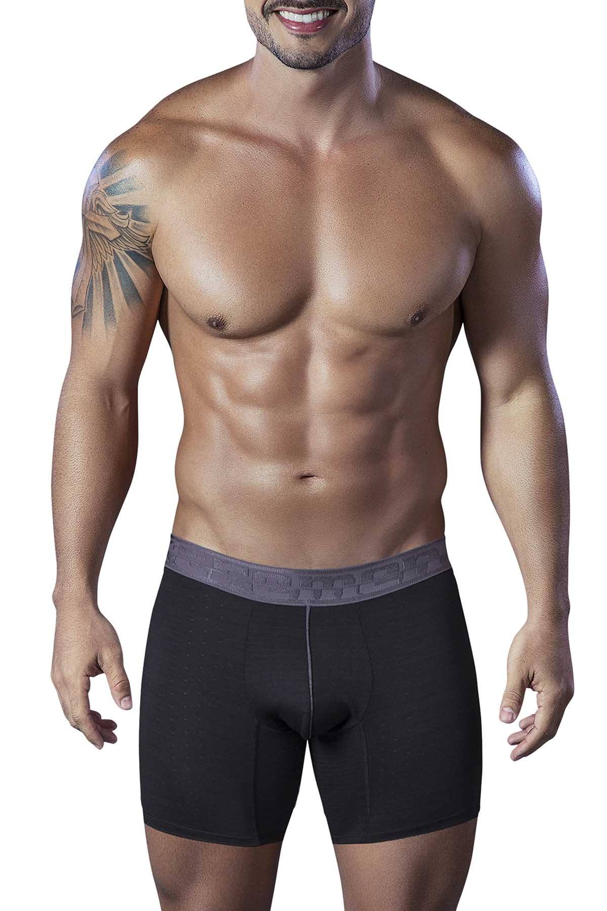 XTREMEN Black Microfiber Jacquard Athletic Boxer Brief