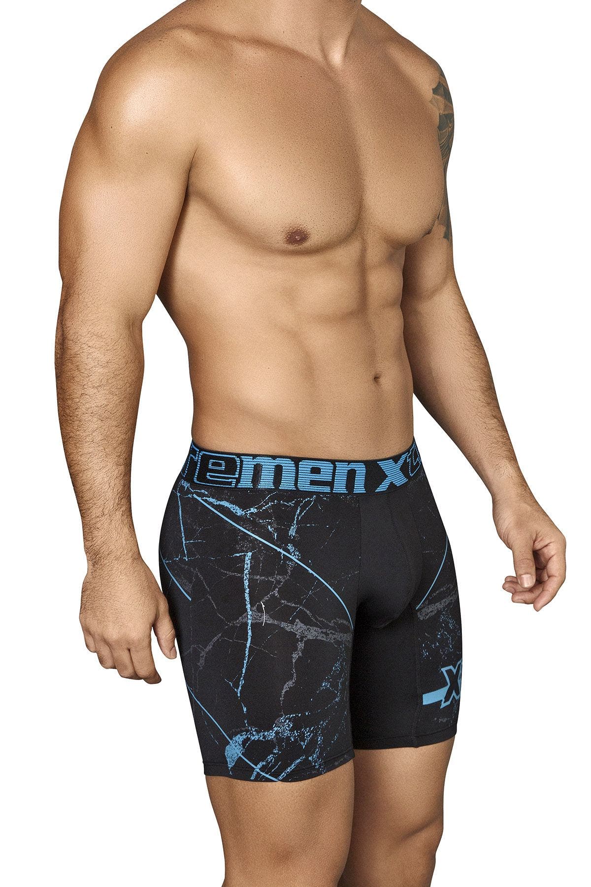 XTREMEN Black/Print Microfiber Boxer Brief