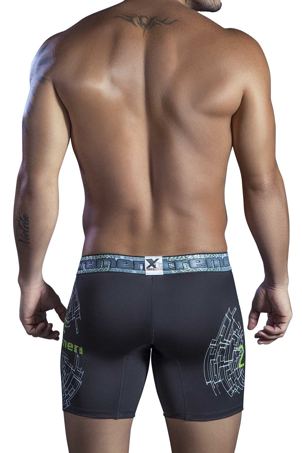 XTREMEN Black Web Printed Microfiber Boxer Brief