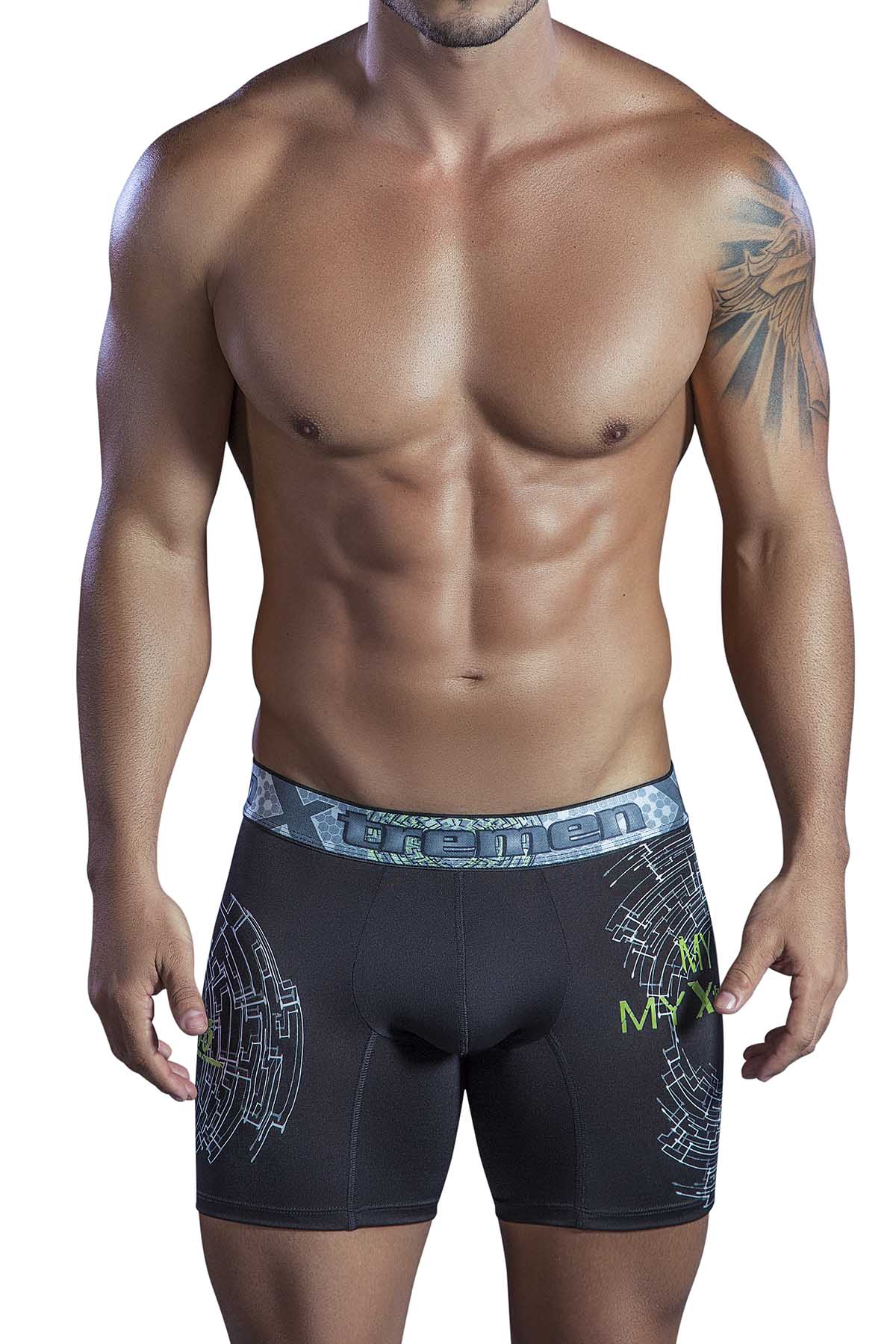 XTREMEN Black Web Printed Microfiber Boxer Brief
