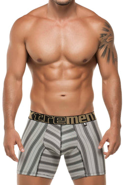 XTREMEN Black/White Stripe Microfiber Boxer Brief thumbnail 1