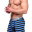 XTREMEN Blue/Black/Grey Stripe Microfiber Long-Boxer
