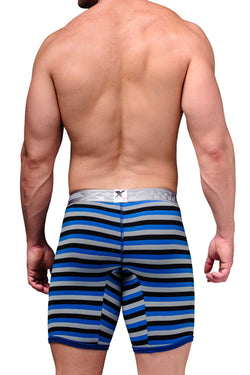XTREMEN Blue/Black/Grey Stripe Microfiber Long-Boxer thumbnail 3