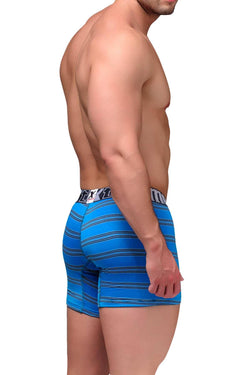 XTREMEN Blue/Grey-Striped Microfiber Boxer Brief thumbnail 2