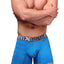 XTREMEN Blue/Grey-Striped Microfiber Boxer Brief