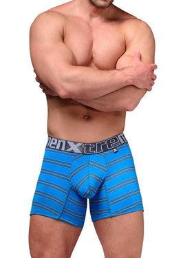 XTREMEN Blue/Grey-Striped Microfiber Boxer Brief thumbnail 1