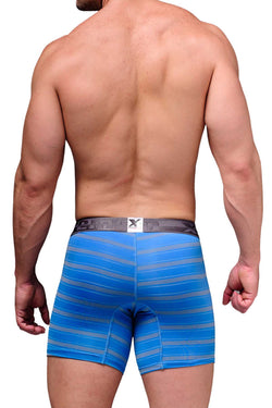 XTREMEN Blue/Light-Grey Stripe Microfiber Classic Boxer Brief thumbnail 3