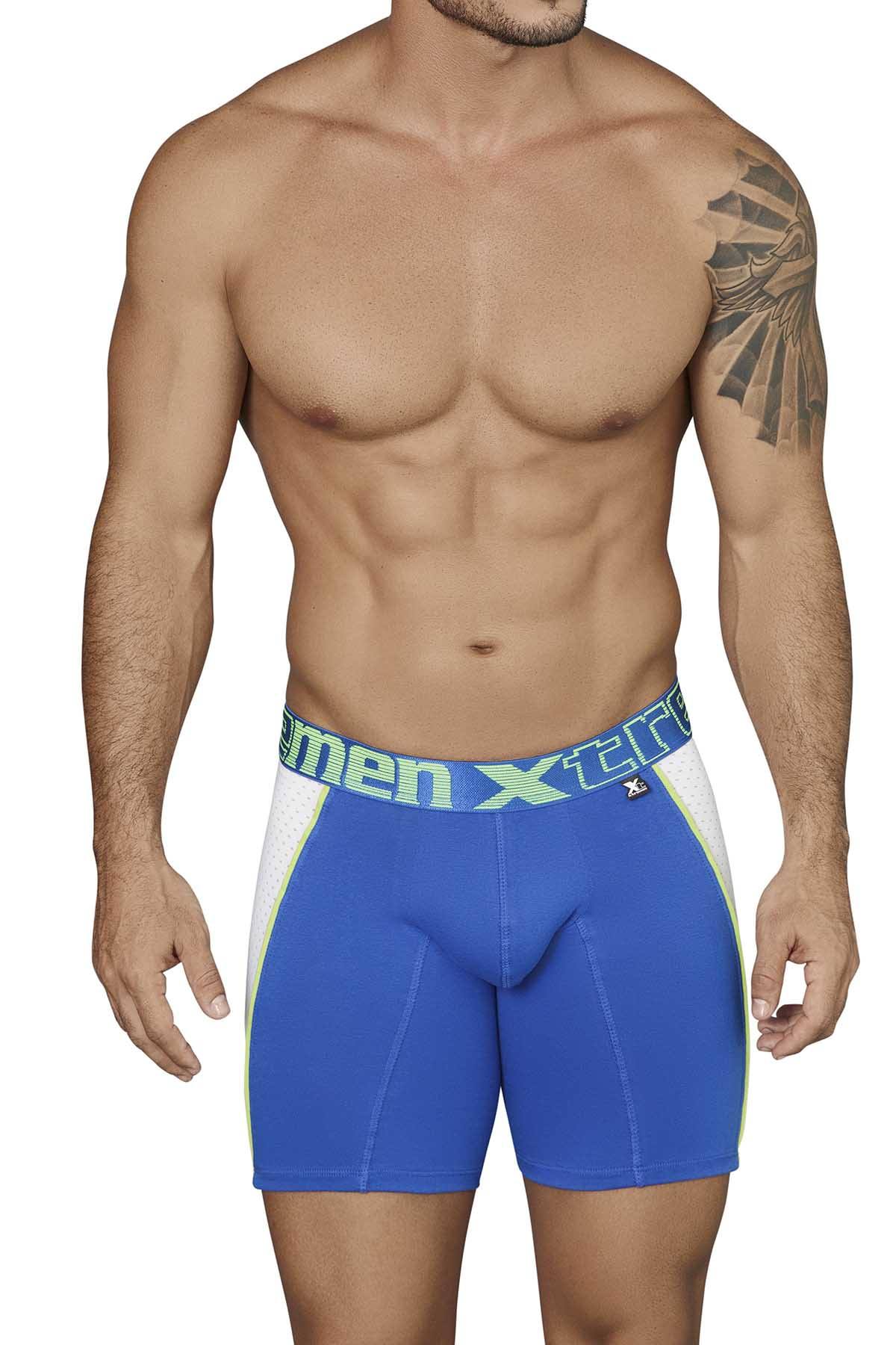 XTREMEN Blue/Lime/White Cotton Sport Boxer Brief