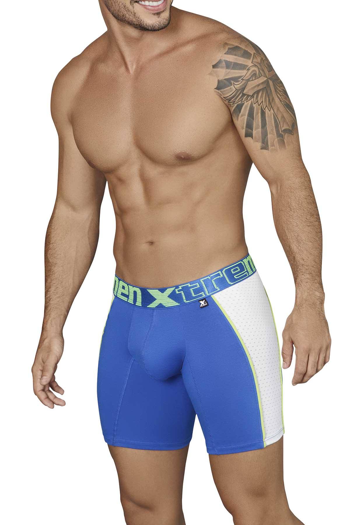 XTREMEN Blue/Lime/White Cotton Sport Boxer Brief