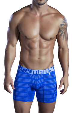 XTREMEN Blue/White Microfiber Small-Stripe Boxer Brief thumbnail 1