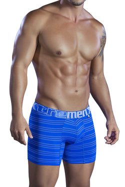 XTREMEN Blue/White Microfiber Small-Stripe Boxer Brief thumbnail 2