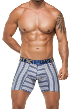 XTREMEN Blue/White Stripe Microfiber Boxer Brief thumbnail 1