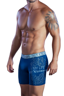 XTREMEN Dark-Blue Maze Microfiber Boxer Brief thumbnail 2