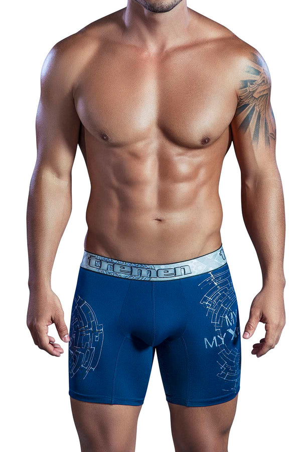 XTREMEN Dark-Blue Maze Microfiber Boxer Brief
