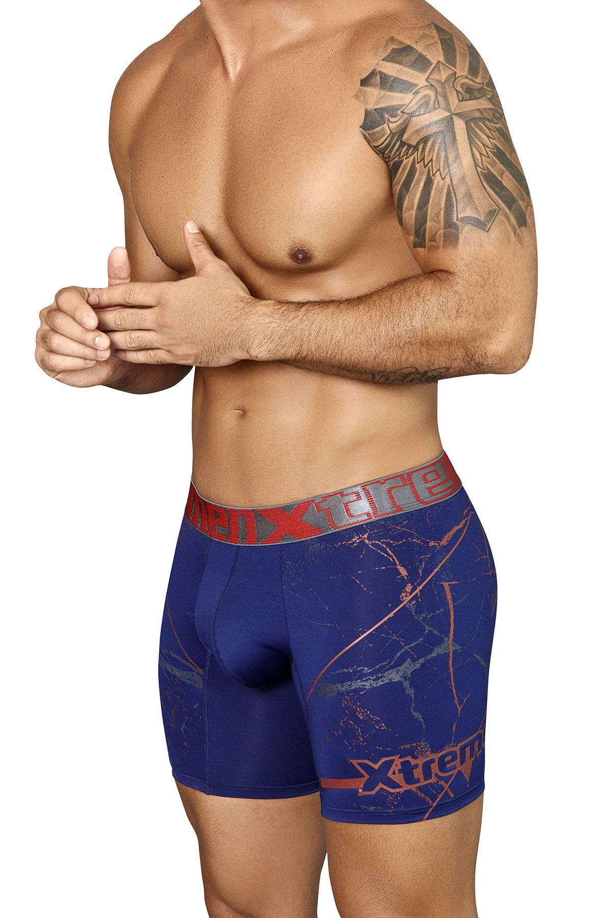 XTREMEN Dark Blue/Print Microfiber Boxer Brief
