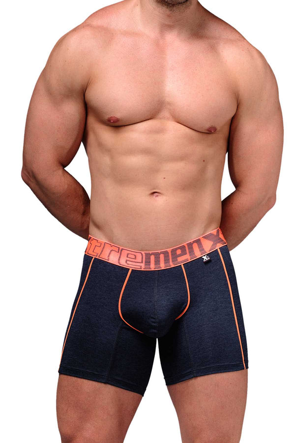 XTREMEN Dark-Grey/Neon-Orange Microfiber Boxer Brief