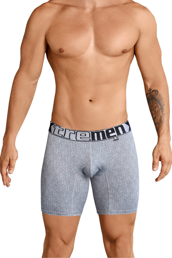 XTREMEN Grey Muted Geometric Print Boxer Brief
