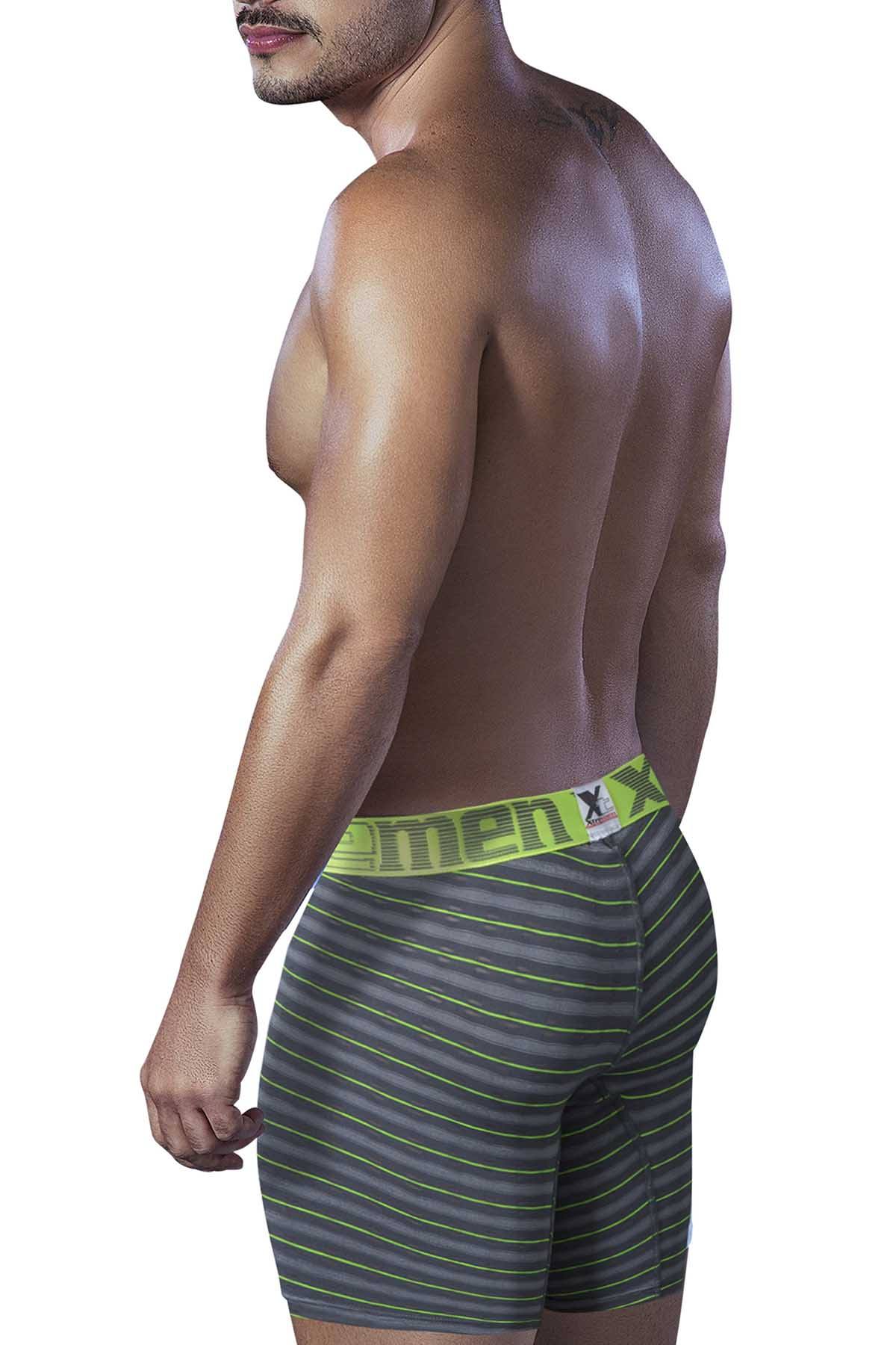 XTREMEN Grey/Neon-Green Sport Performance Breathable Boxer Brief
