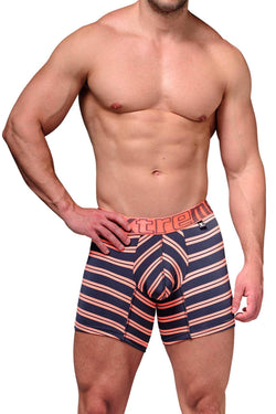 XTREMEN Grey/Orange-Striped Microfiber Boxer Brief thumbnail 1