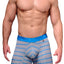 XTREMEN Grey/Turquoise-Stripe Microfiber Boxer Brief