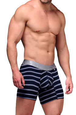 XTREMEN Navy/Silver-Stripe Microfiber Boxer Brief thumbnail 2