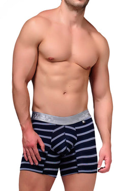 XTREMEN Navy/Silver-Stripe Microfiber Boxer Brief thumbnail 1