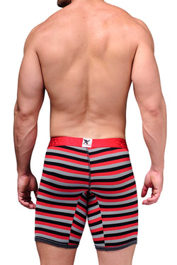 XTREMEN Red/Black/Grey Stripe Microfiber Long-Boxer thumbnail 3
