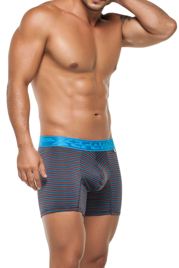 XTREMEN Red/Blue/Navy Stripe Microfiber Boxer Brief