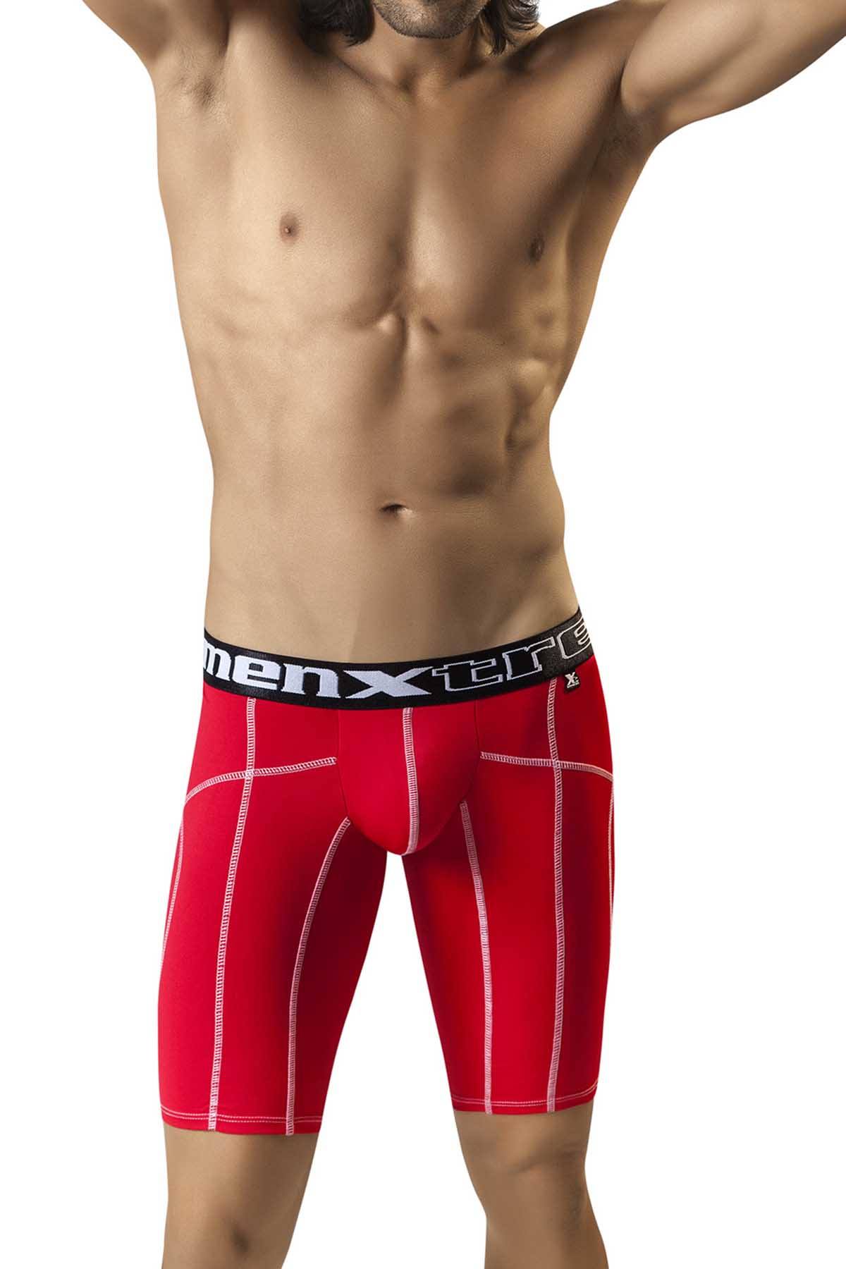 XTREMEN Red Decorative-Stitch Sport Xtreme Long Boxer
