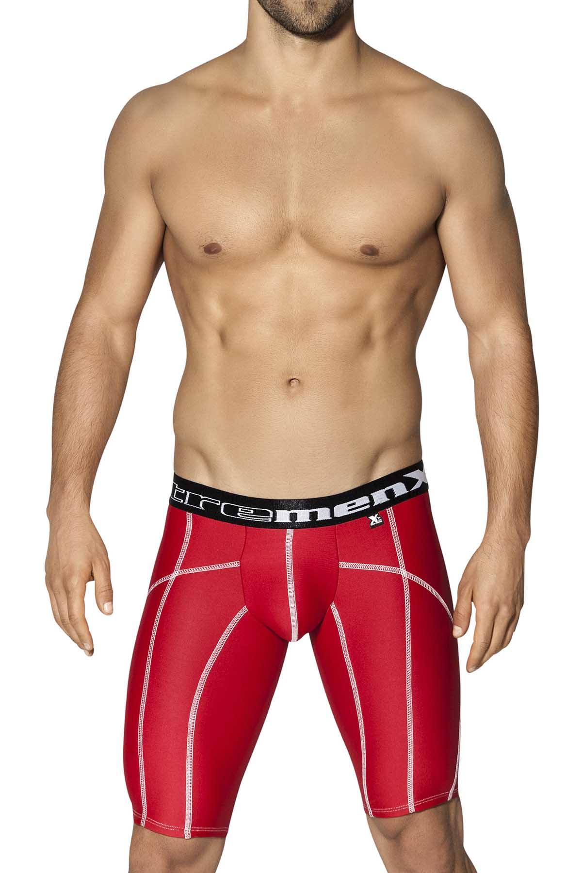 XTREMEN Red Decorative-Stitch Sport Xtreme Long Boxer