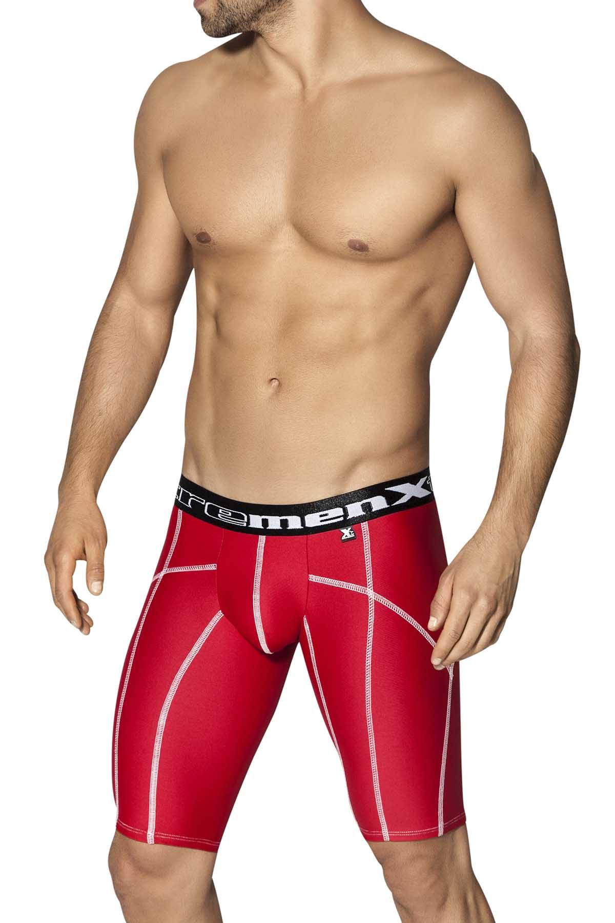 XTREMEN Red Decorative-Stitch Sport Xtreme Long Boxer