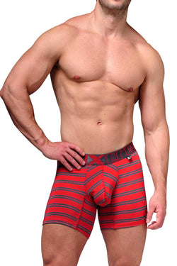 XTREMEN Red/Grey-Striped Microfiber Boxer Brief thumbnail 1