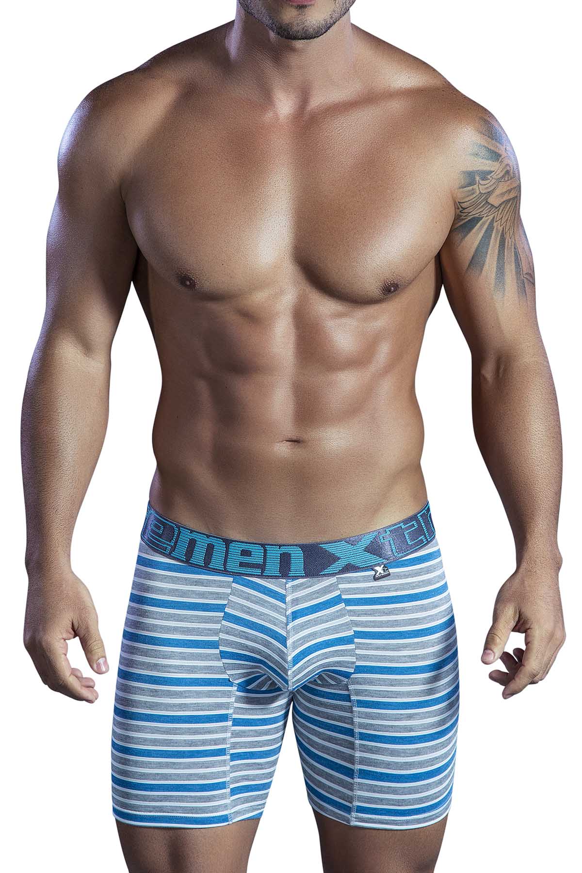 XTREMEN Turquoise/Heather-Grey Poly-Cotton Boxer Brief