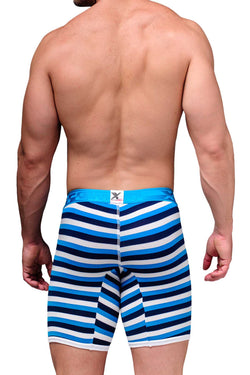 XTREMEN Turquoise/Navy/White Stripe Microfiber Long-Boxer thumbnail 3