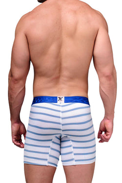 XTREMEN White/Blue-Stripe Microfiber Boxer Brief thumbnail 3