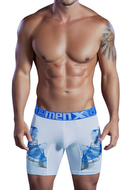 XTREMEN White/Blue Swirl Microfiber Boxer Brief thumbnail 2