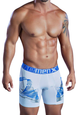 XTREMEN White/Blue Swirl Microfiber Boxer Brief thumbnail 1