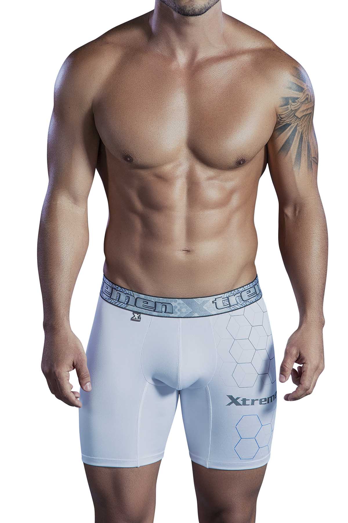 XTREMEN White Hexagon Microfiber Boxer Brief