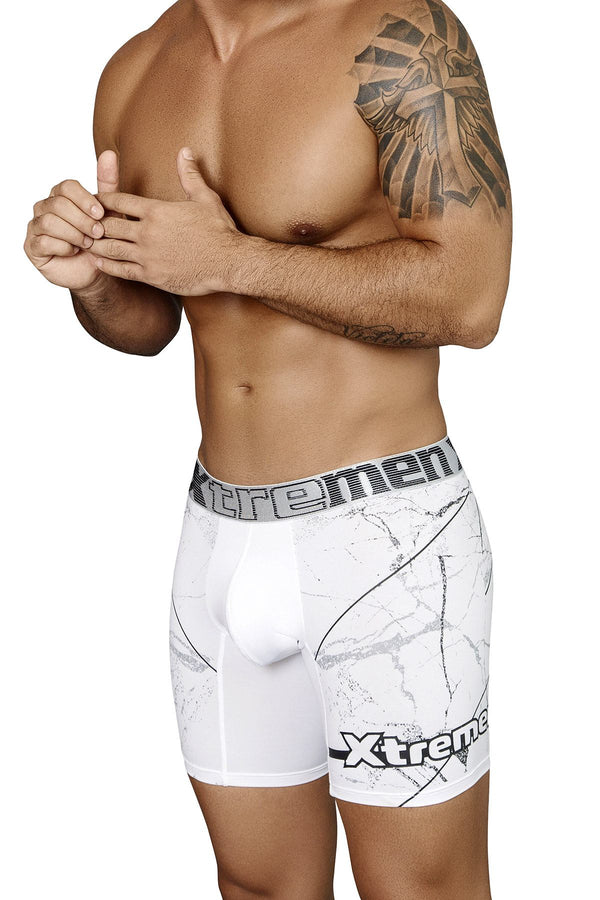 XTREMEN White/Print Microfiber Boxer Brief