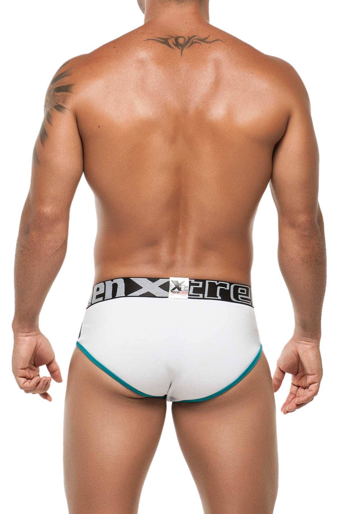 XTREMEN White/Teal Sports Brief