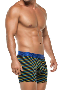 XTREMEN Yellow/Black/Blue Stripe Microfiber Boxer Brief thumbnail 2