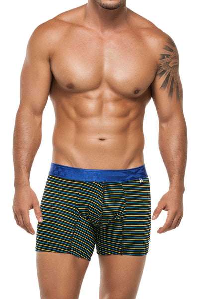 XTREMEN Yellow/Black/Blue Stripe Microfiber Boxer Brief