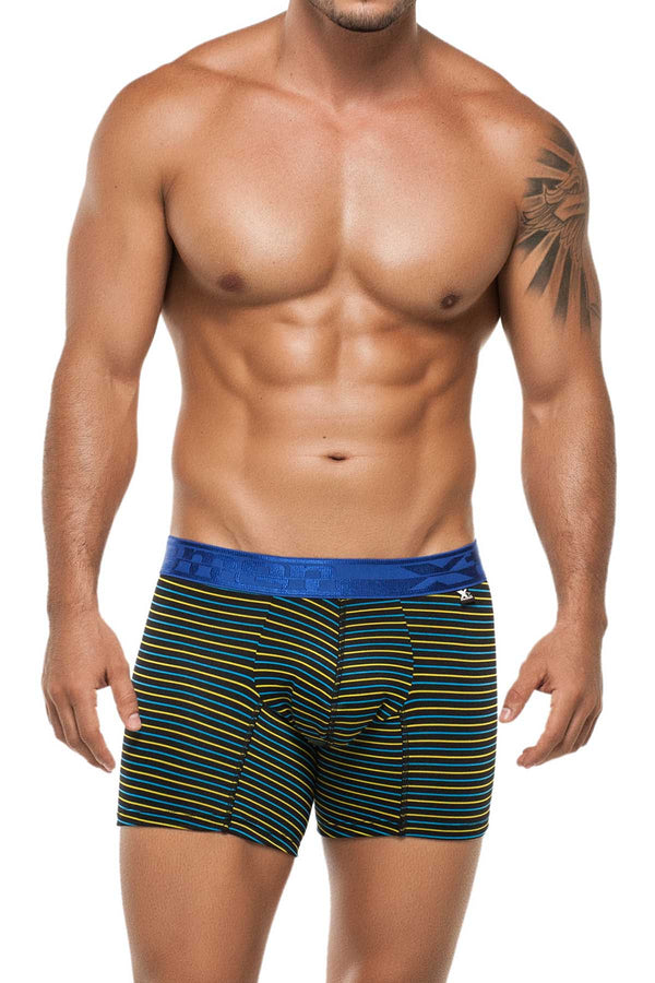 XTREMEN Yellow/Black/Blue Stripe Microfiber Boxer Brief