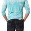 Y.M.L.A. Turquoise Burnout V-Neck 3/4 Length Tee