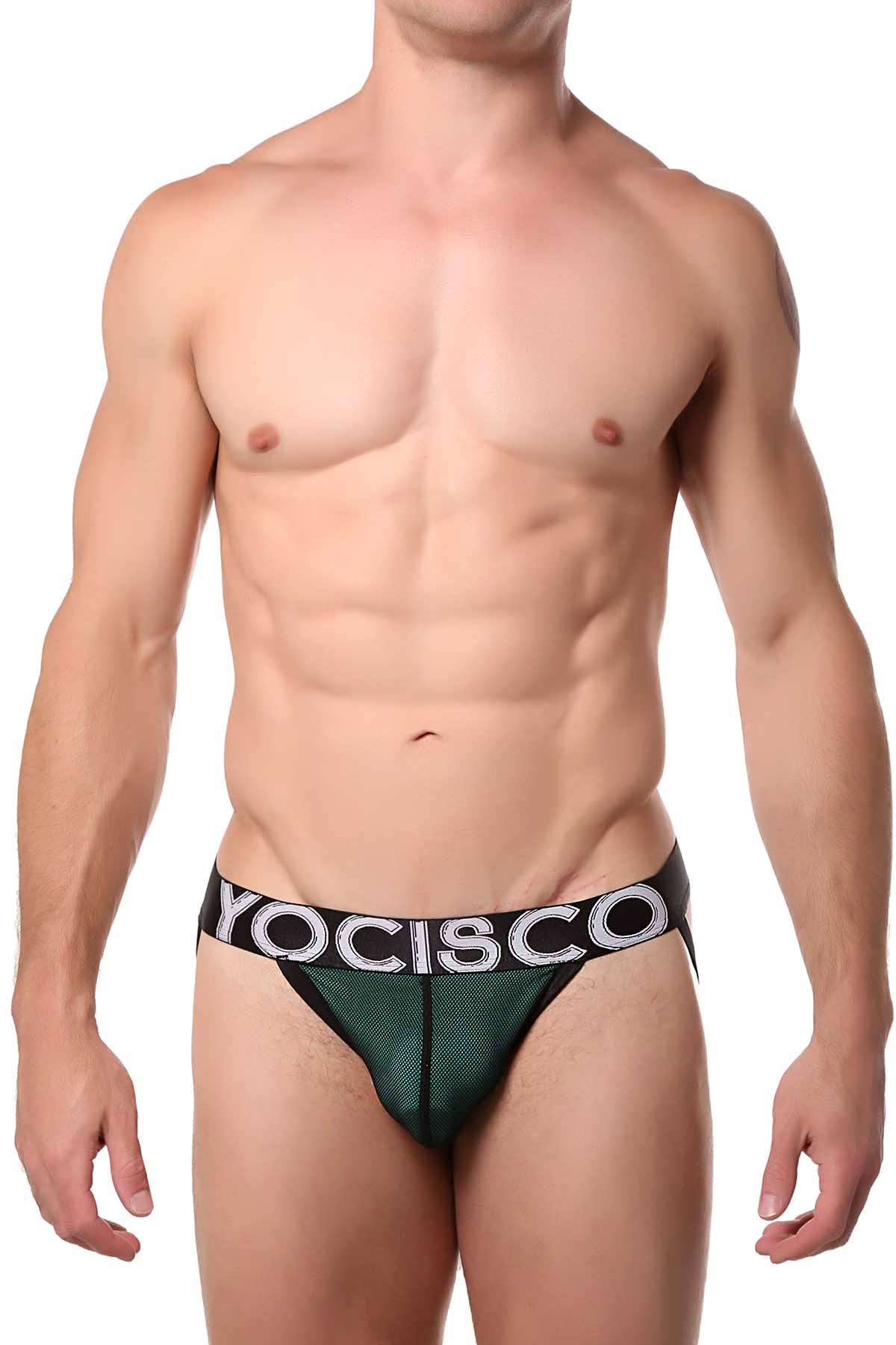 YOCISCO Green/Black Mesh Jock-Thong