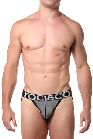 YOCISCO White/Black Mesh Jock-Thong