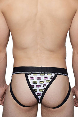 YOCISCO White Mix Tape V-Back Jockstrap thumbnail 2