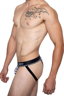 YOCISCO White Mix Tape V-Back Jockstrap thumbnail 3