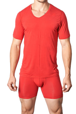 Yocisco's Red Essentials V-Neck Shirt thumbnail 1